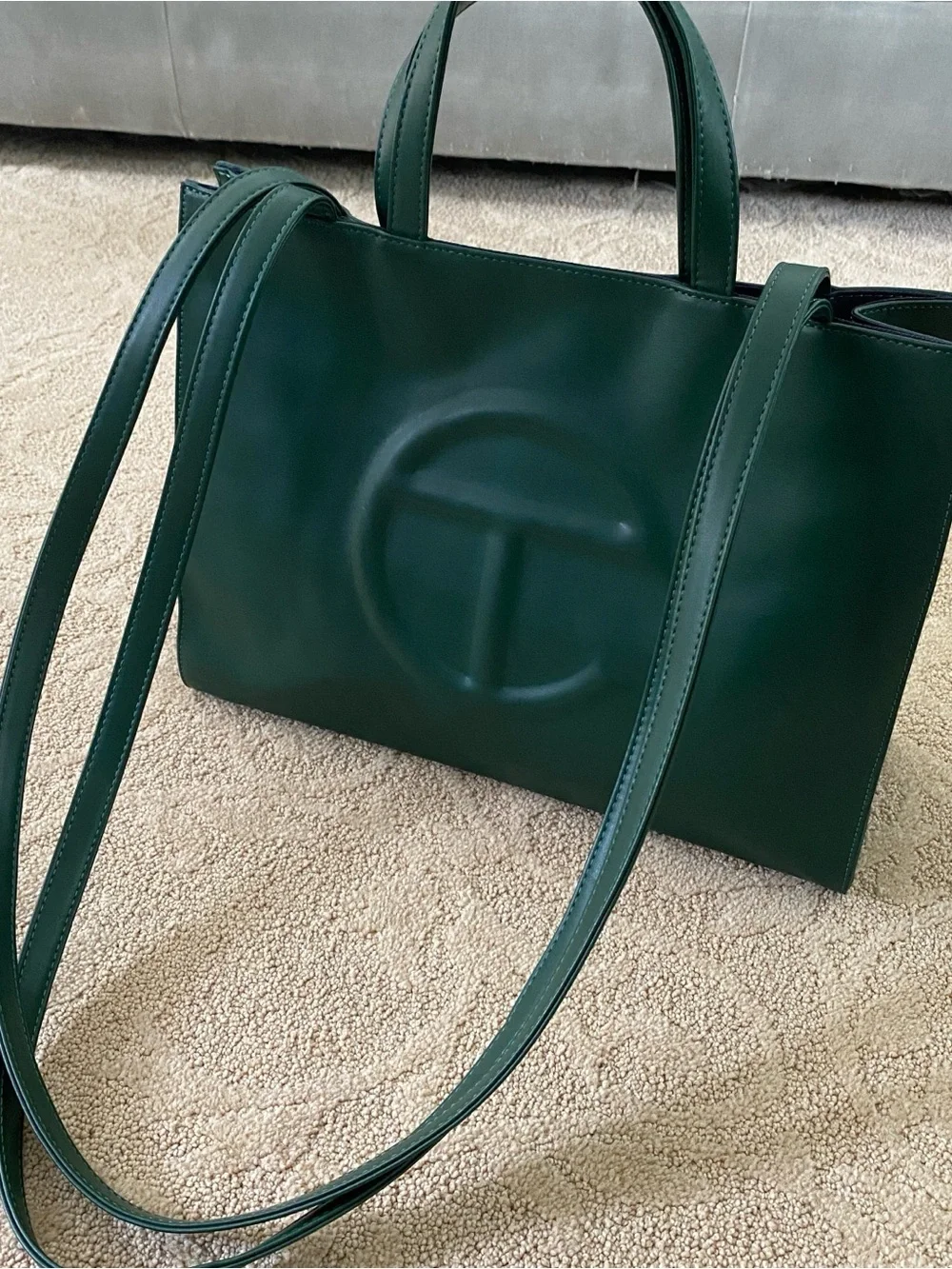Telfar Medium Shopping Bag Dark Olive Vegan Leather Tote Crossbody